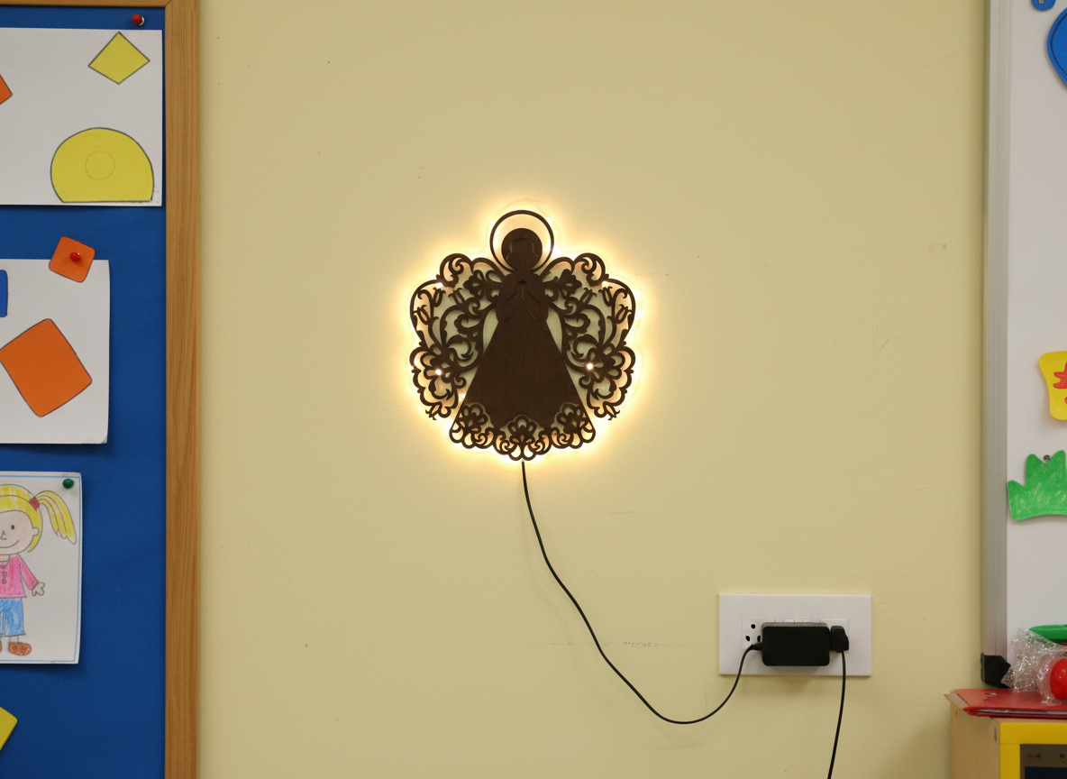 Fairy Angel Backlit Wooden Wall Hanging with LED Night Light With Remote