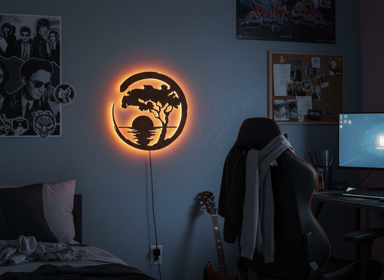 Beautiful Sunset Scenery Backlit Wooden Wall Decor with LED Night Light With Remote