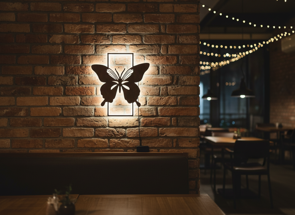 Modern Butterfly Art Backlit Wooden Wall Decor with LED Night Light With Remote