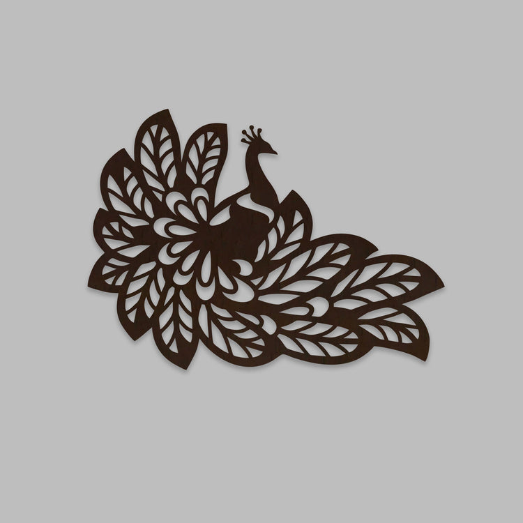 Beautiful Peacock Wings Designer Art Backlit Wooden Wall Decor with LED Night Light With Remote