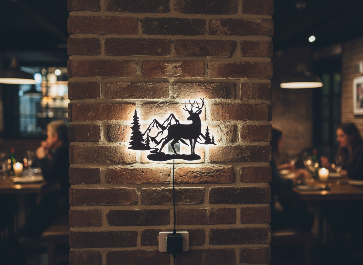 Rustic Forest Deer Backlit Wooden Wall Decor with LED Night Light With Remote