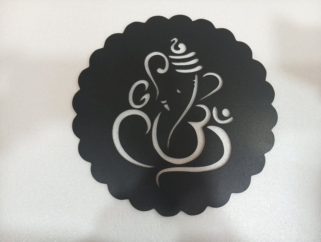 Ganesh Black Cutout Photo Frame With Light and Remote