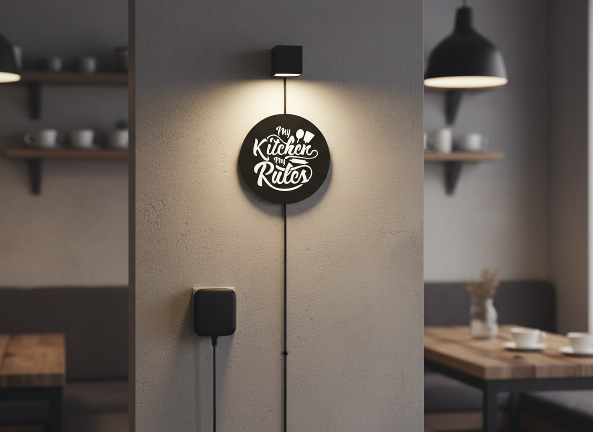 High-Quality 'My Kitchen My Rules' Backlit Wall Decor for Kitchen Decor