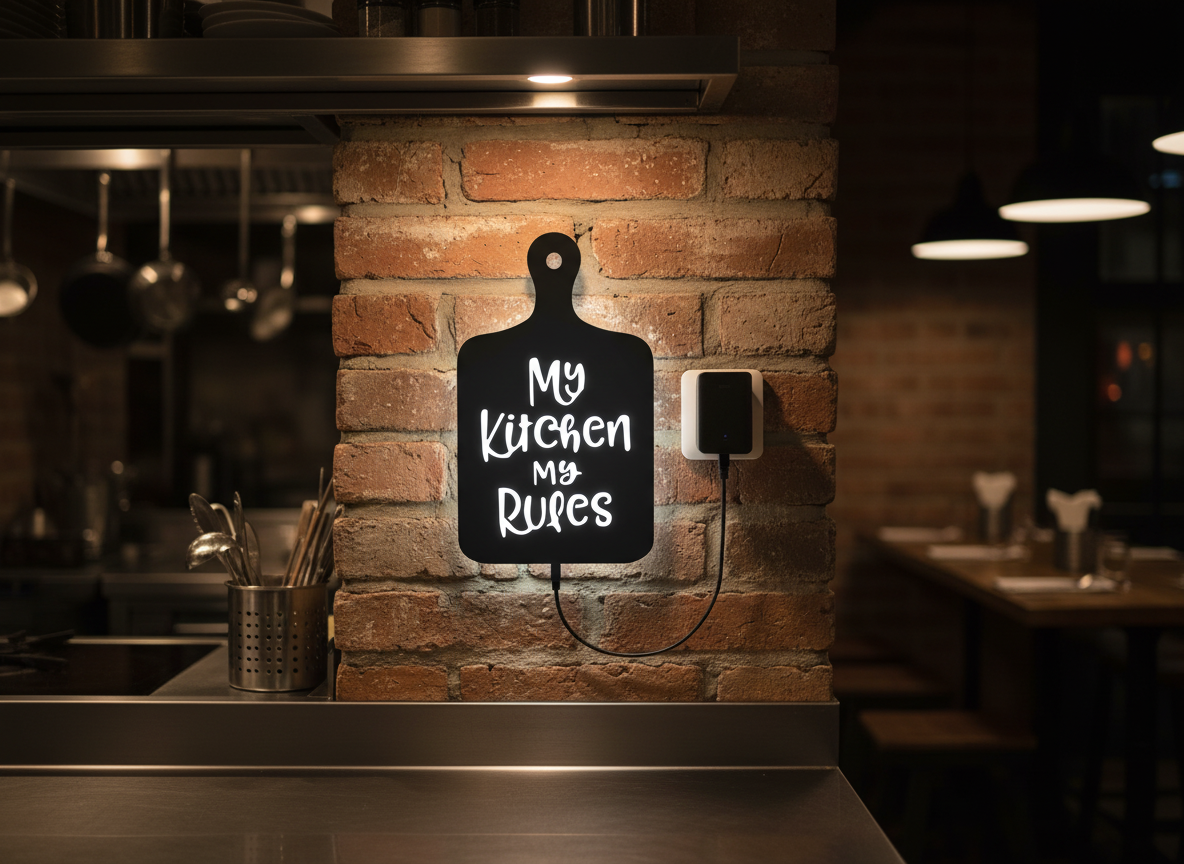 My Kitchen My Rules' Backlit Wall Art for Kitchen Decor