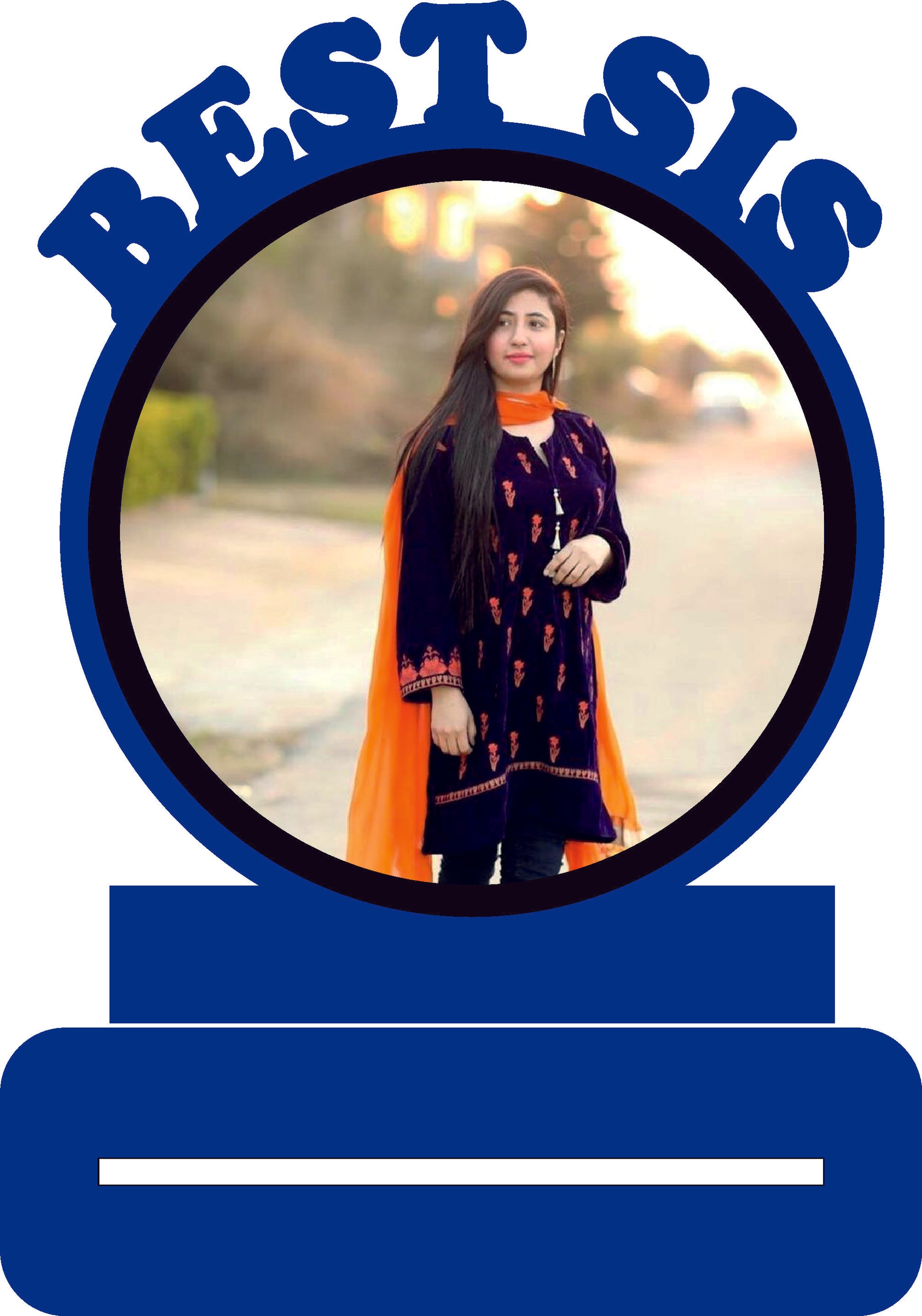 Best Sister Stand Photoframe ( Blue & Black Acrylic) (1)