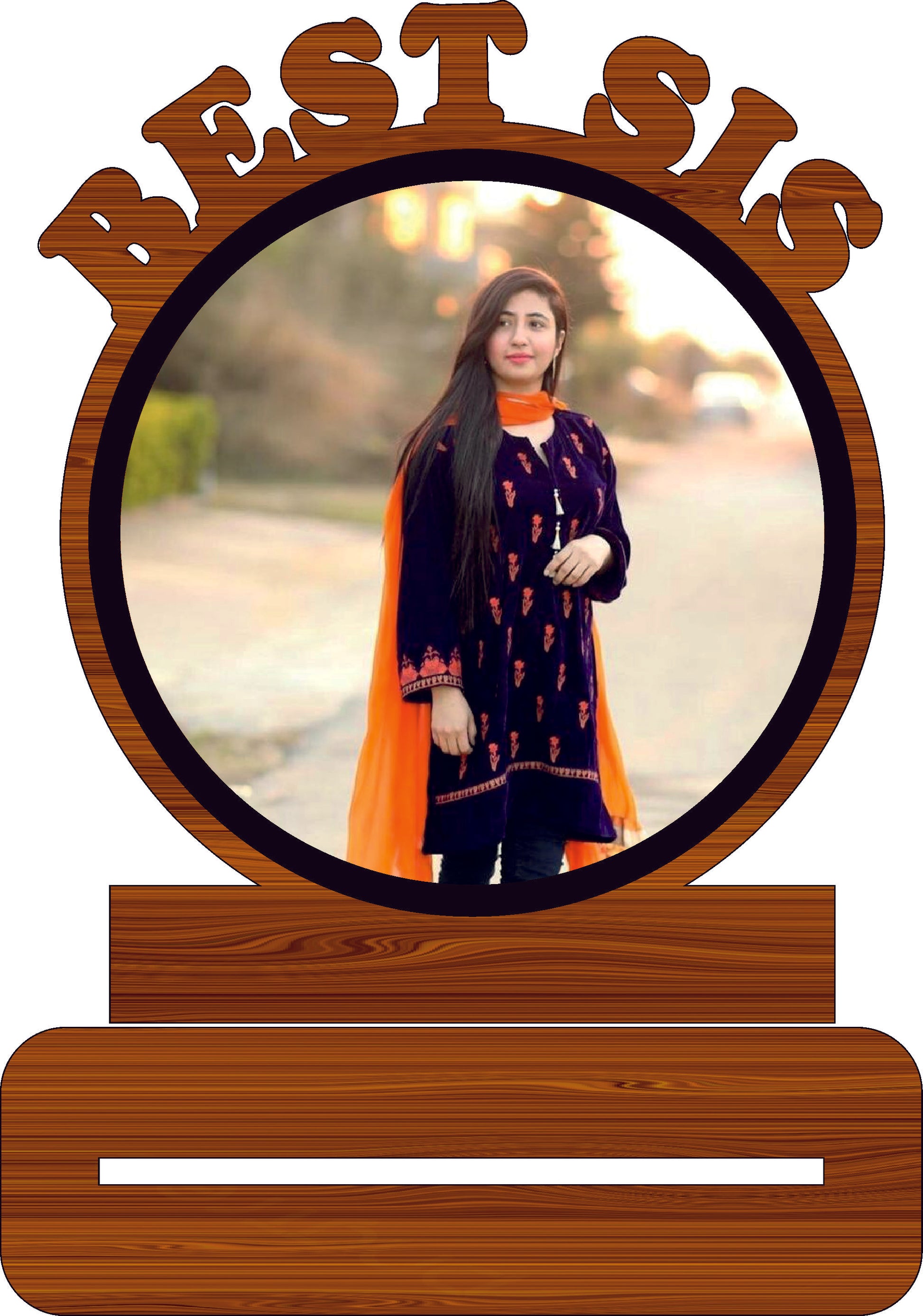 Best Sister Stand Photoframe ( Blue & Black Acrylic) (1)