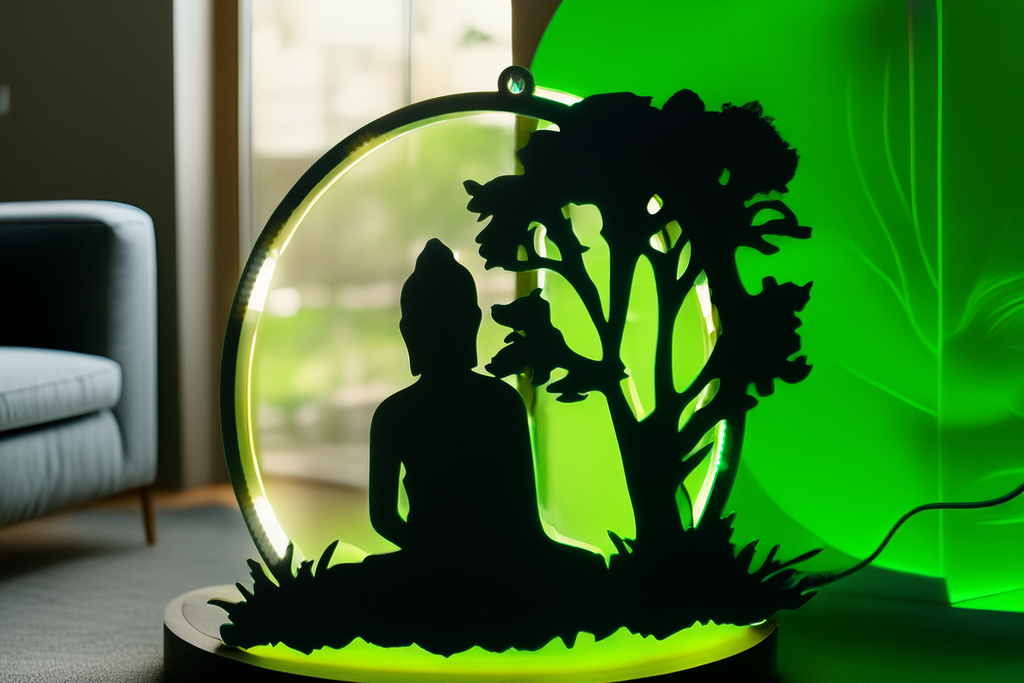 Gautam Budha Black Cutout Photo Frame With Light and Remote