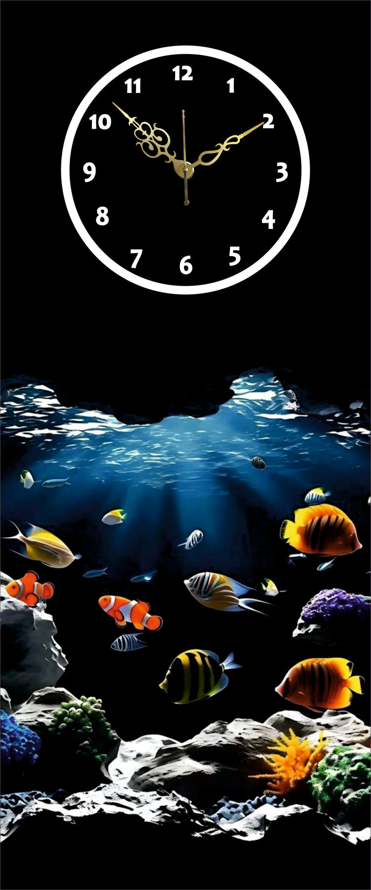 Fish Print Wall Clock With Light