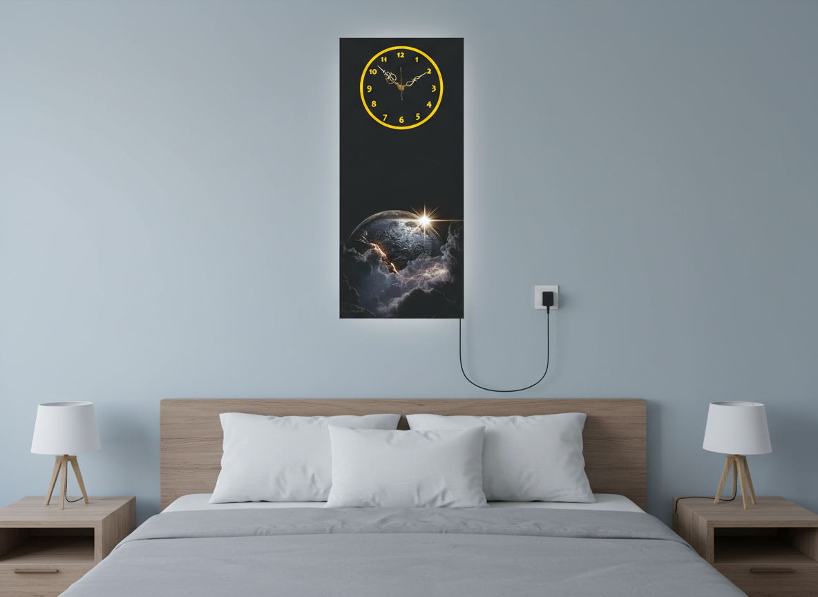 Celestial Space Wall Art Clock With Light