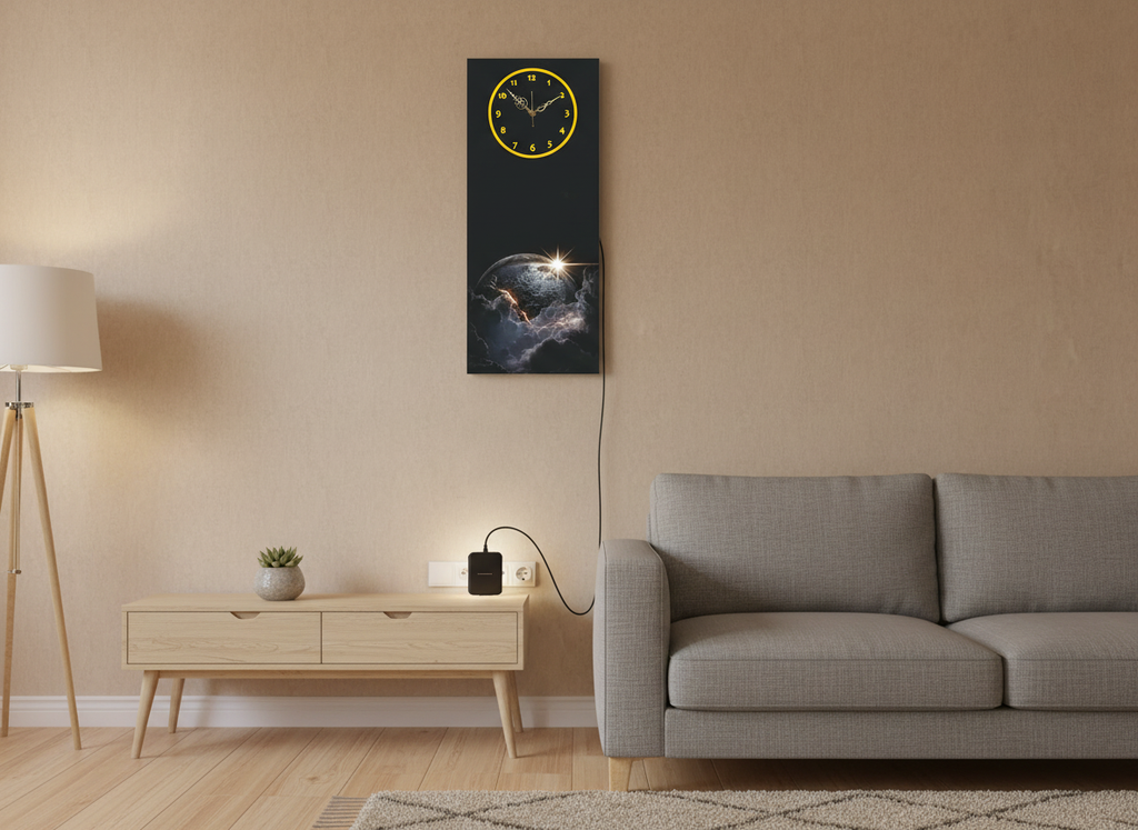 Celestial Space Wall Art Clock With Light