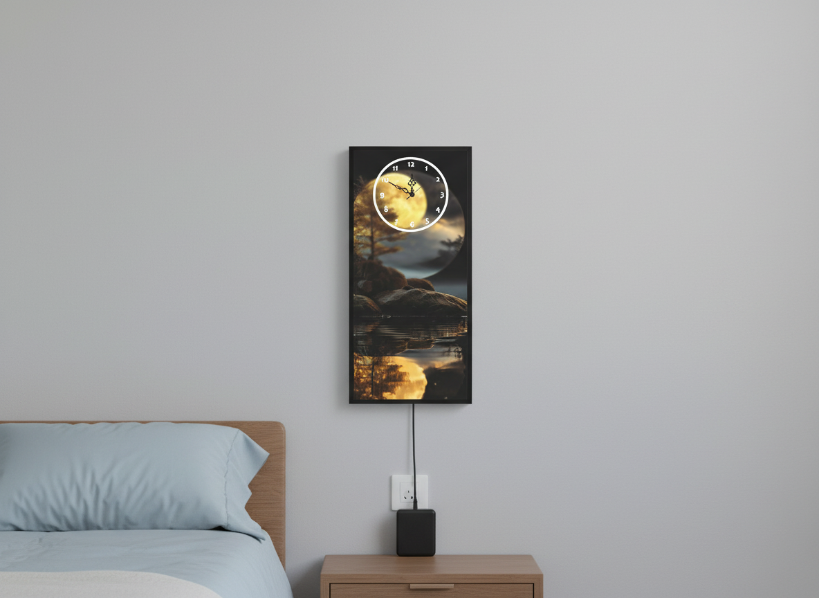 Lakeside Moonlight Wall Clock With Light