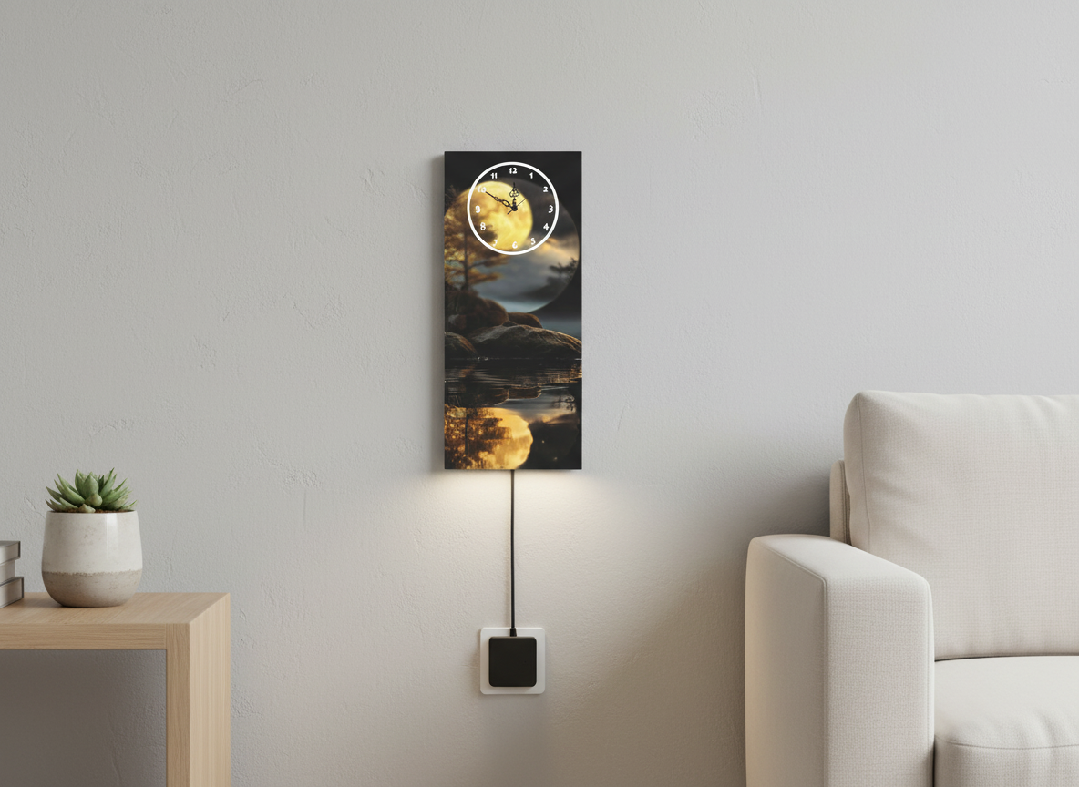 Lakeside Moonlight Wall Clock With Light