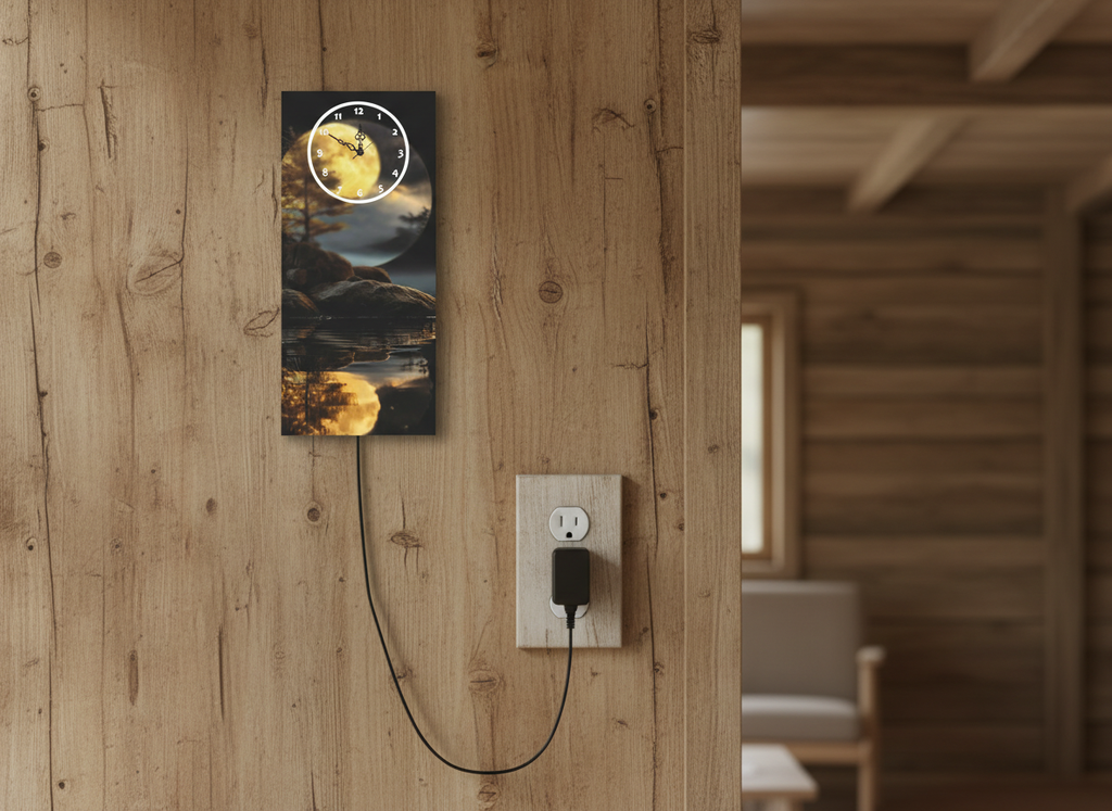 Lakeside Moonlight Wall Clock With Light
