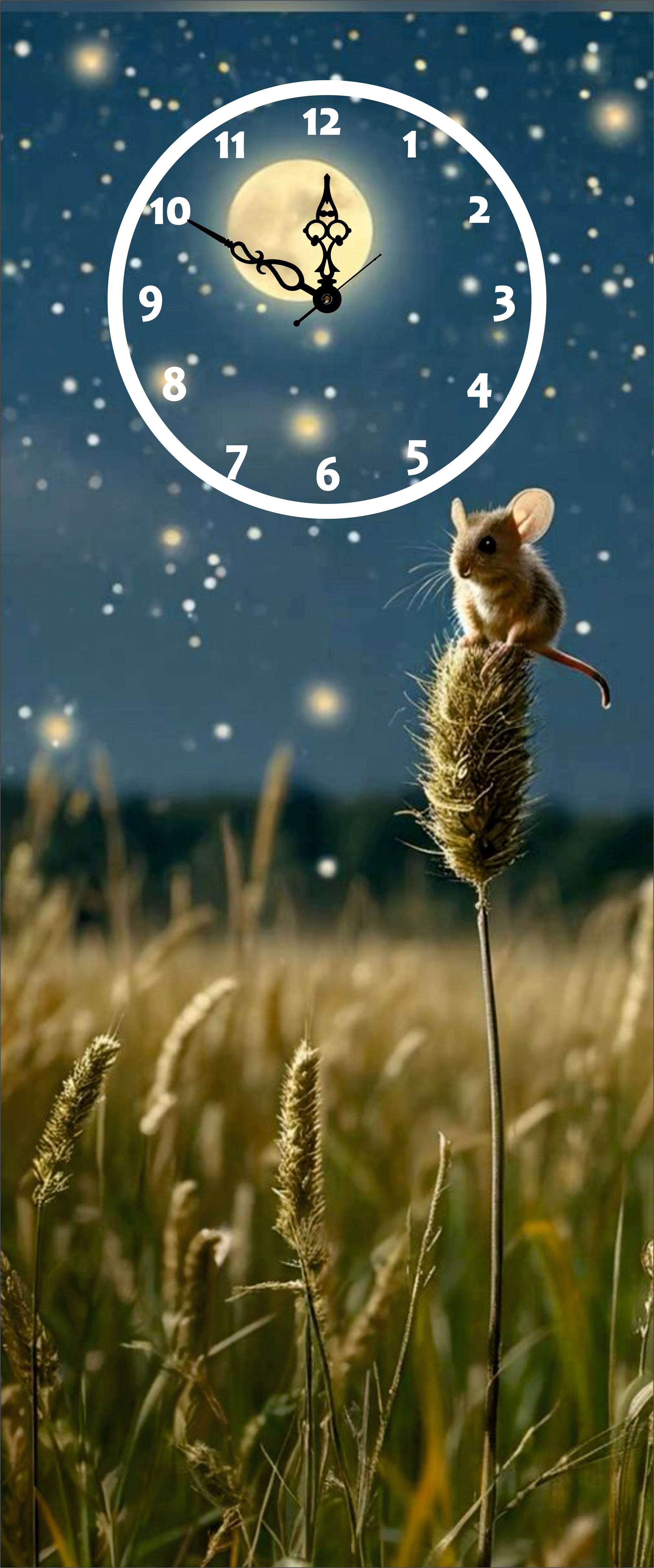 Harvest Mouse Moonlight Wall Clock With Light