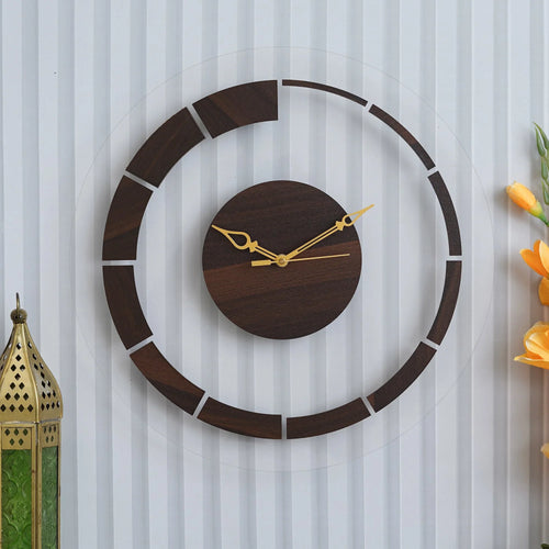 Rustic Chic Acrylic Wooden Wall Clock - Gift With Smile