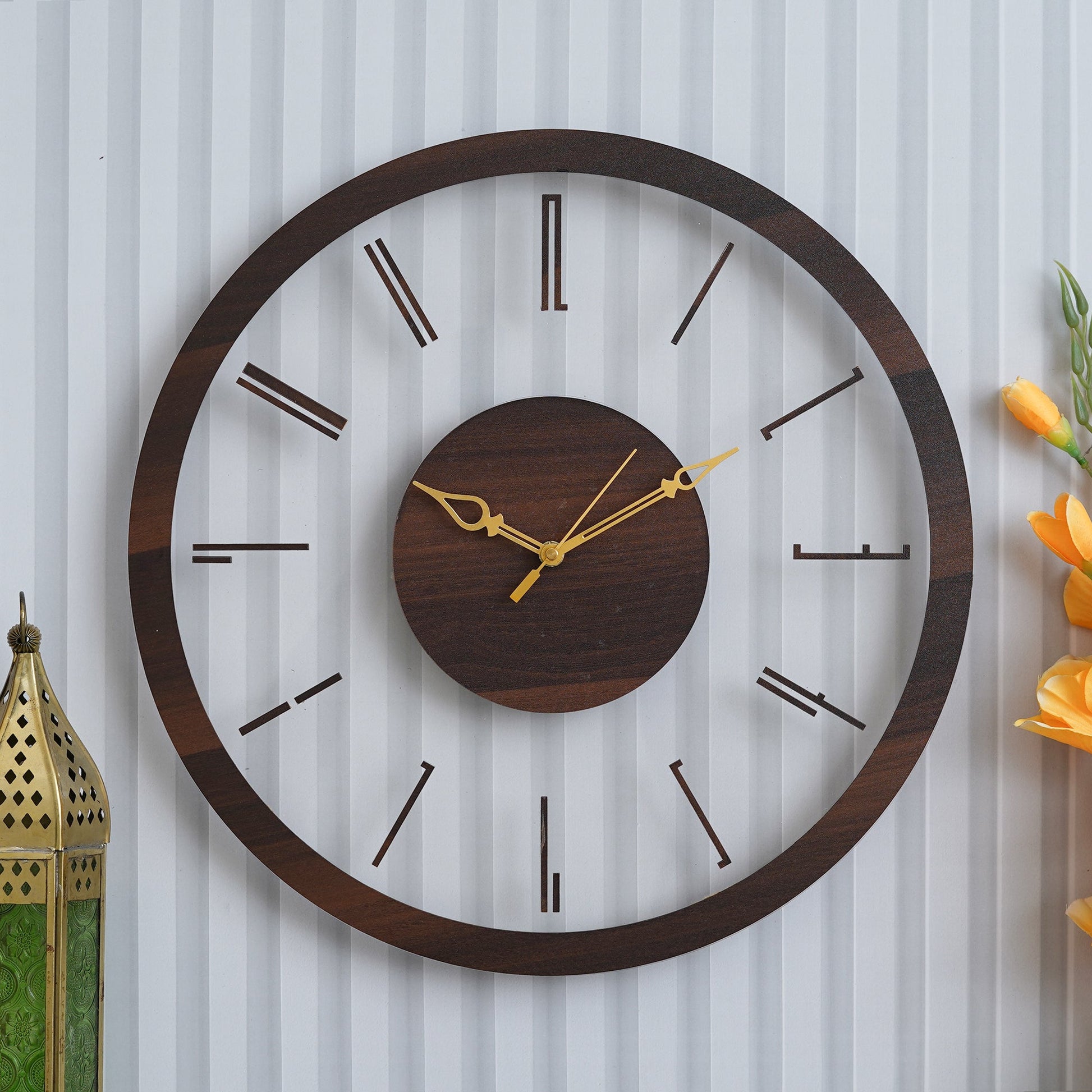 Wooden Acrylic Wall Clock Double Strip