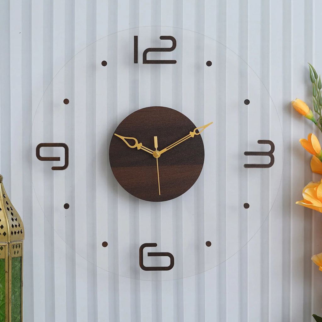 Acryluxe Wooden Acrylic Wall Clock - Gift With Smile