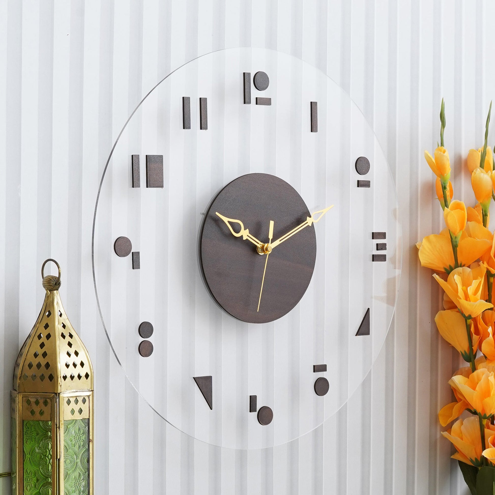 Timber Elegance Wooden Acrylic Wall Clock