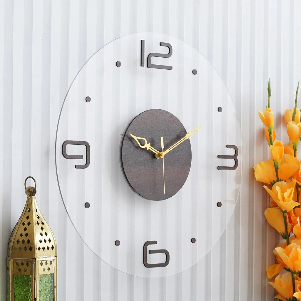 Acryluxe Wooden Acrylic Wall Clock - Gift With Smile
