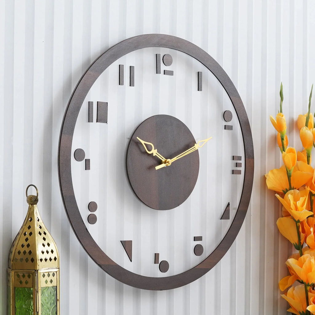 Aesthetic Wooden Acrylic Wall Clock - Gift With Smile