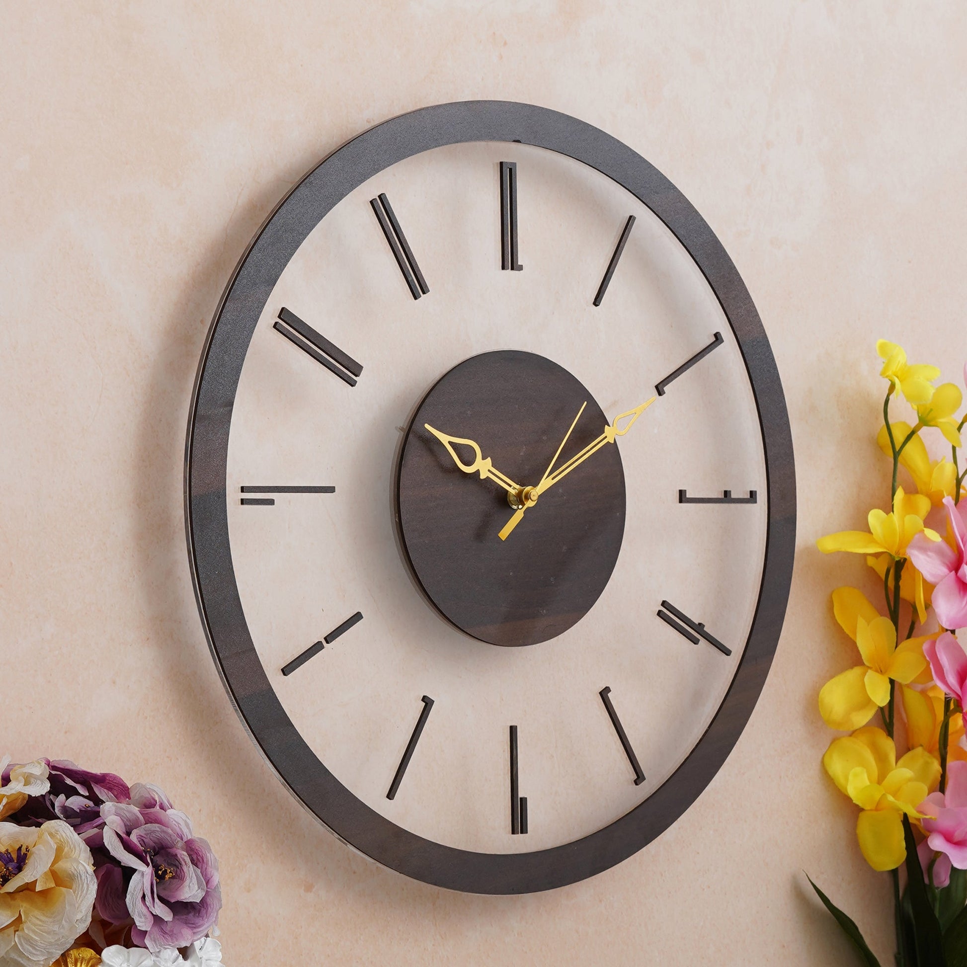 Wooden Acrylic Wall Clock Double Strip