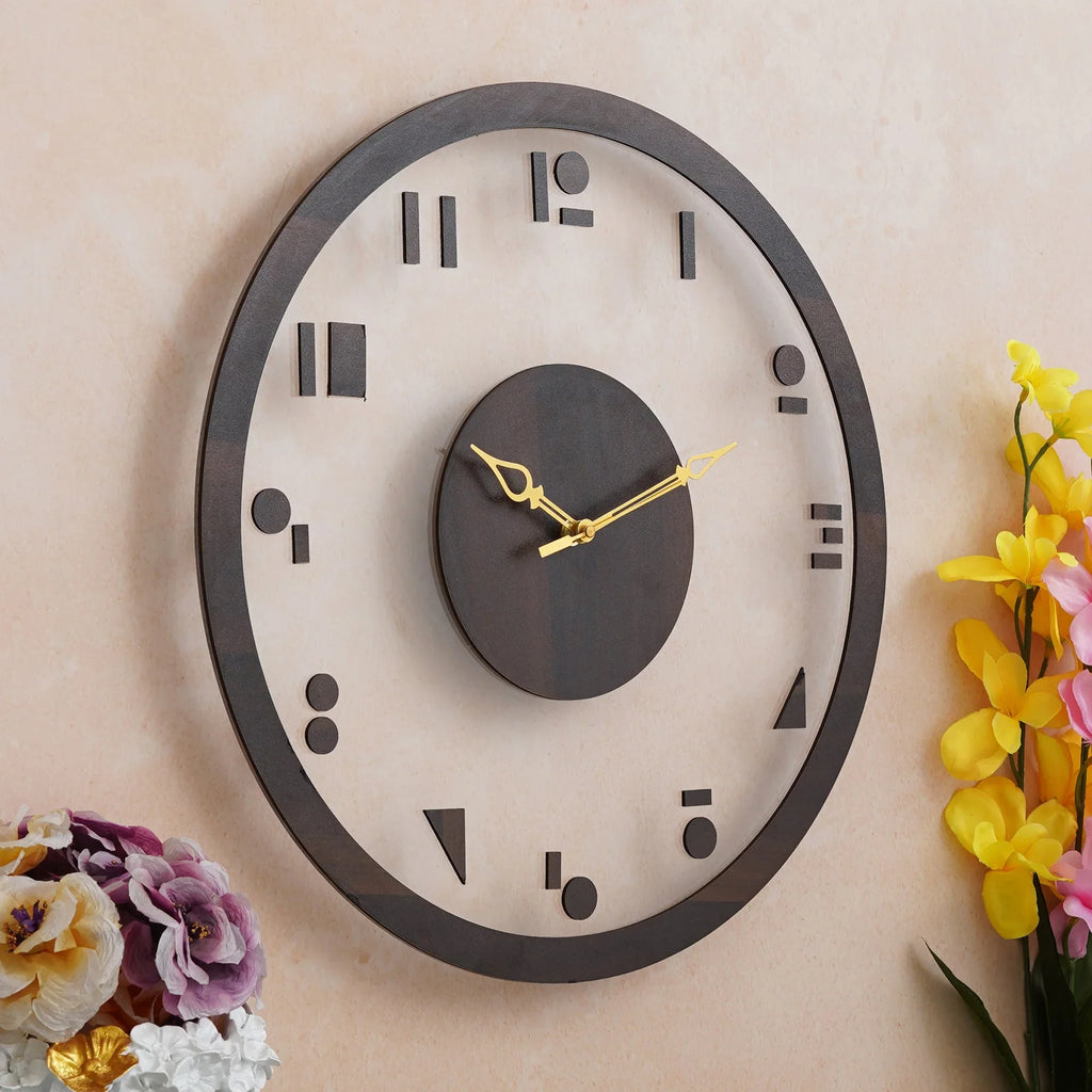 Aesthetic Wooden Acrylic Wall Clock - Gift With Smile