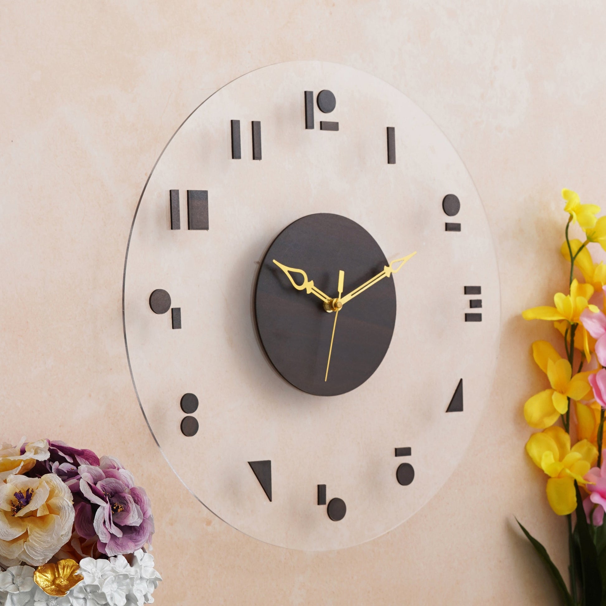 Timber Elegance Wooden Acrylic Wall Clock