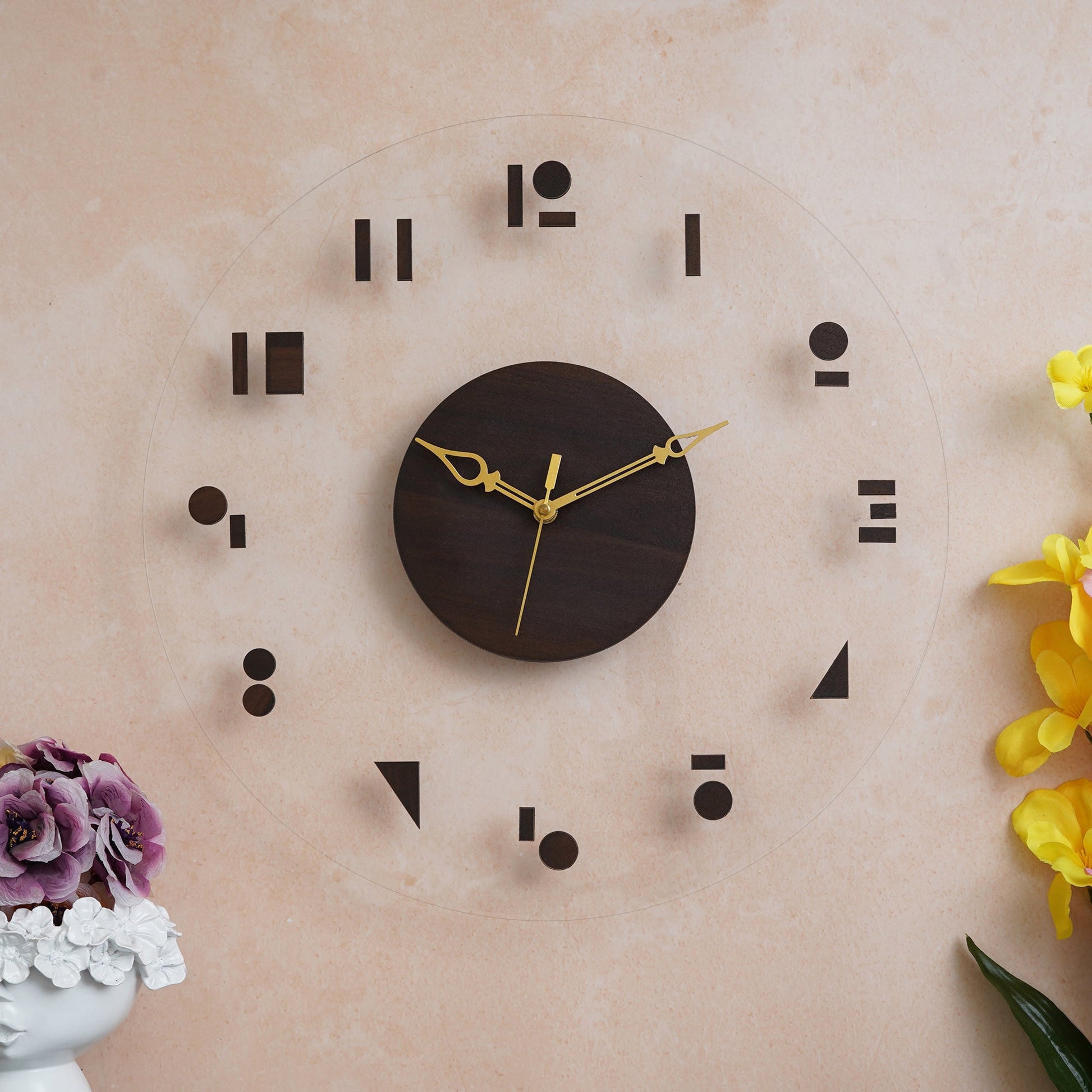 Timber Elegance Wooden Acrylic Wall Clock