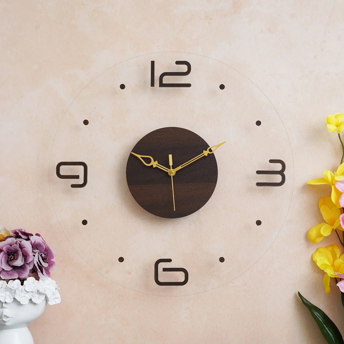 Acryluxe Wooden Acrylic Wall Clock - Gift With Smile