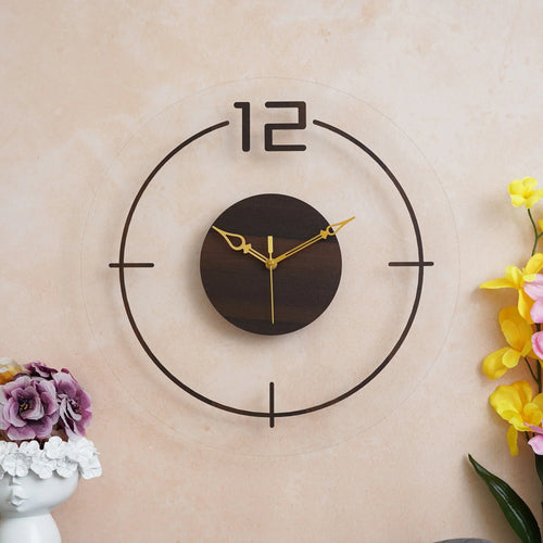 Elegant Touch Wooden Acrylic Wall Clock - Gift With Smile