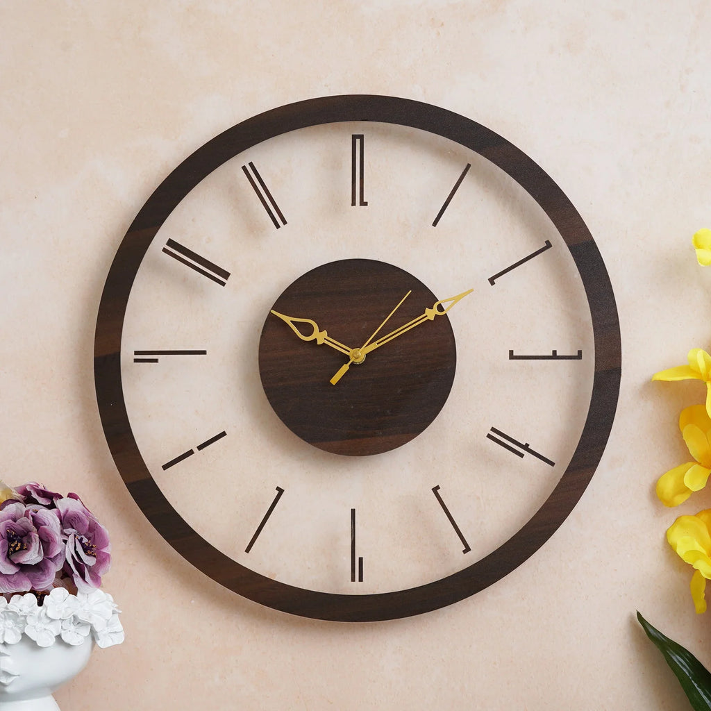 Wooden Acrylic Wall Clock Double Strip - Gift With Smile