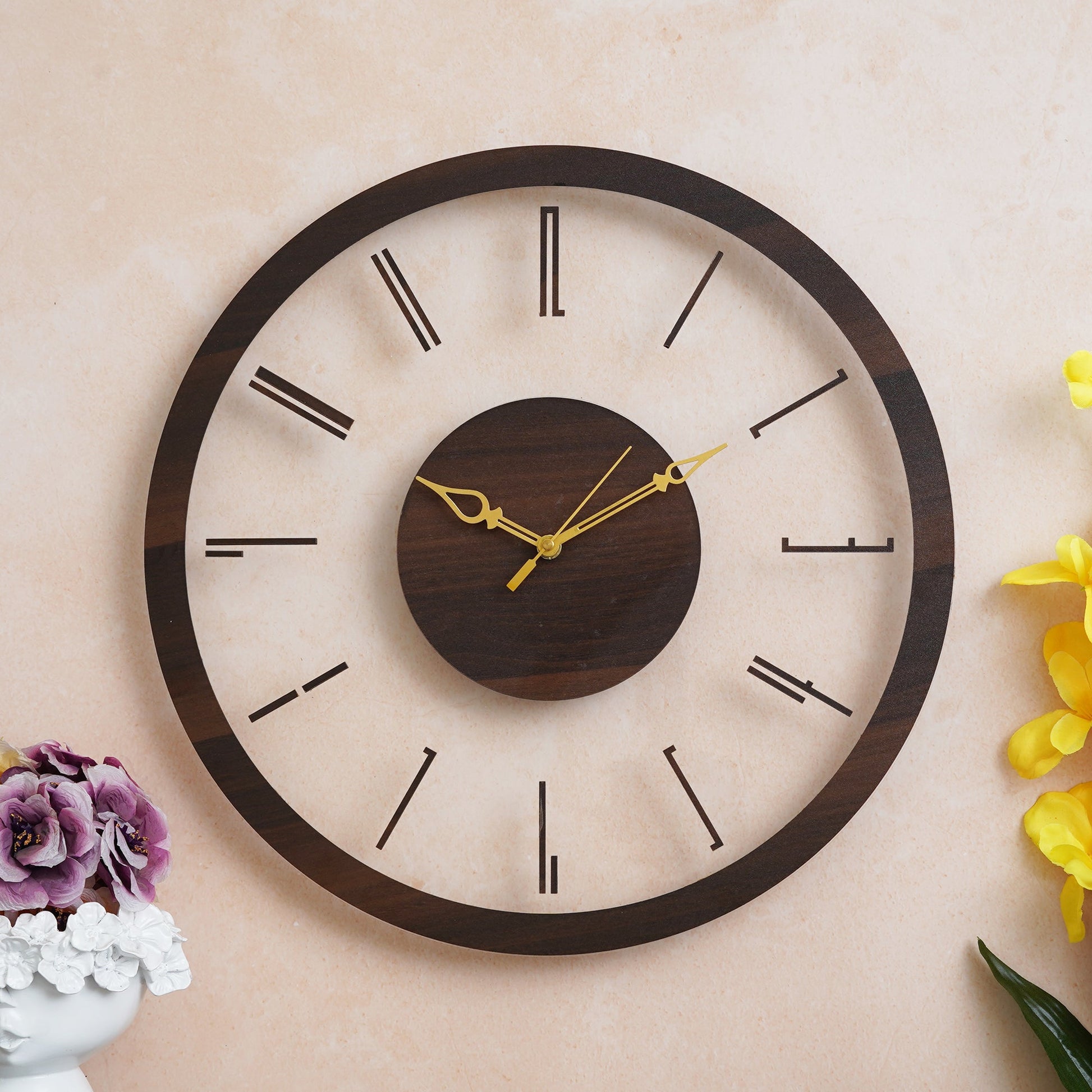 Wooden Acrylic Wall Clock Double Strip