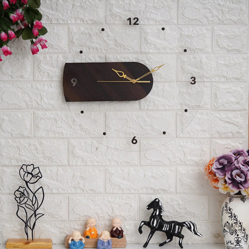 Elegant Acrylic Wooden Wall Clock - Gift With Smile