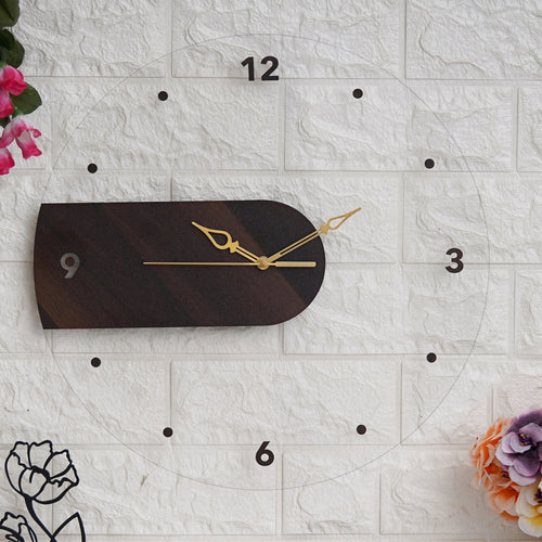 Elegant Acrylic Wooden Wall Clock - Gift With Smile