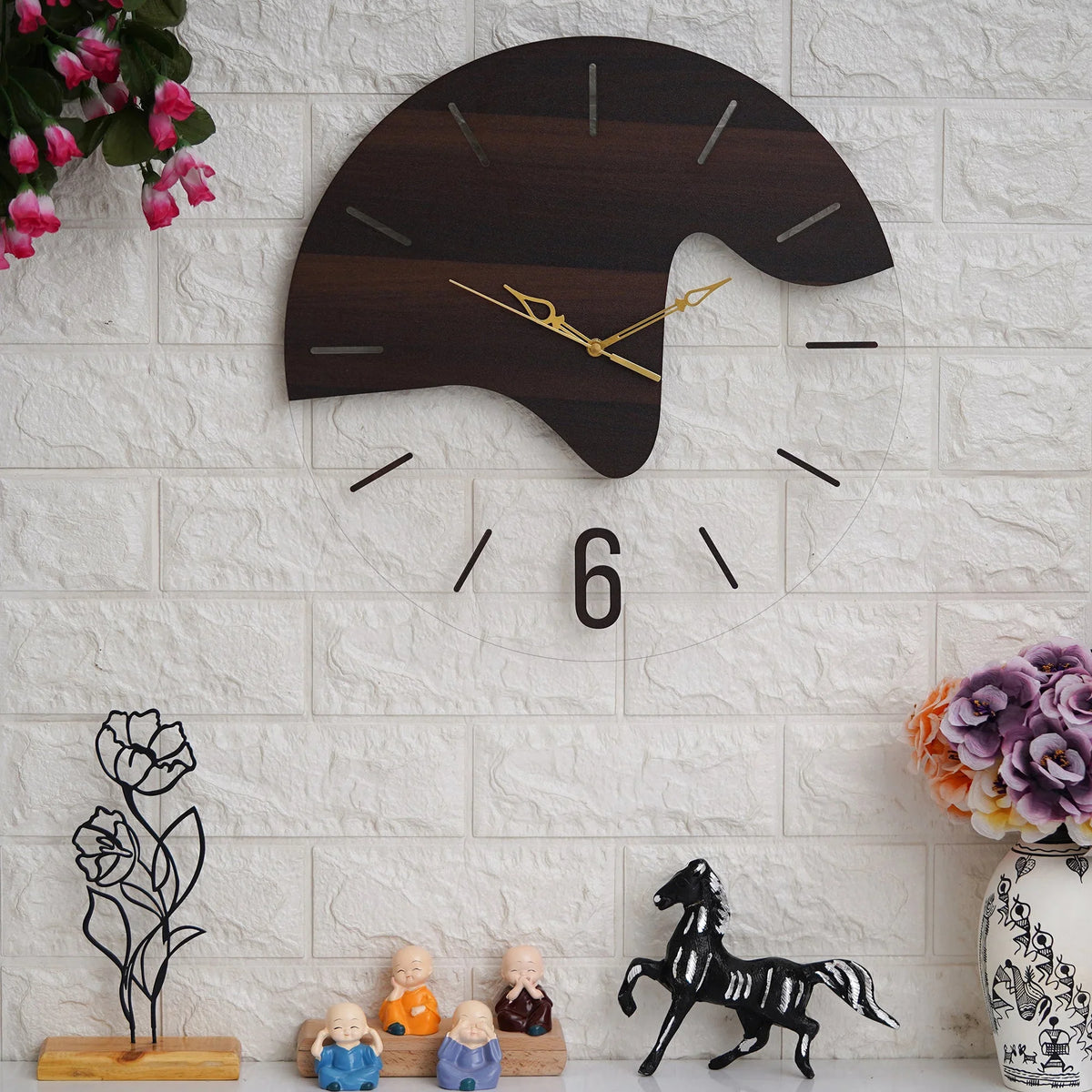 Acrylic Wooden Designer Wall Clock - Gift With Smile