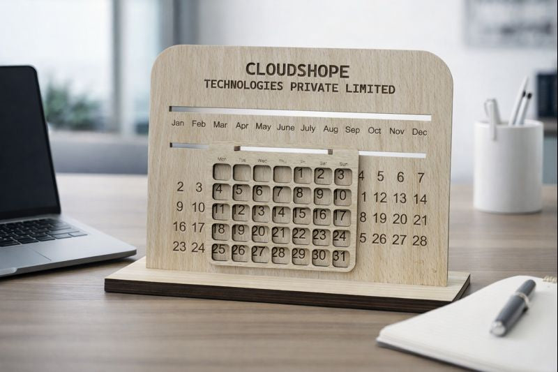 Elegant Wooden Desk Calendar