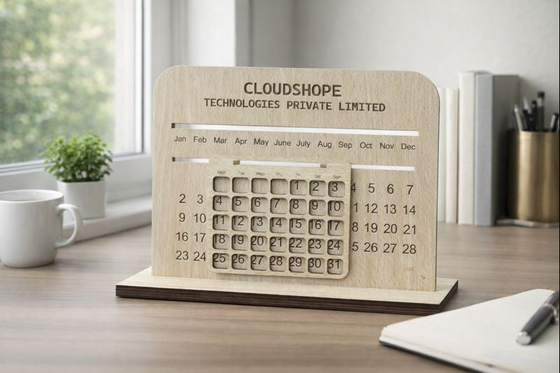 Elegant Wooden Desk Calendar