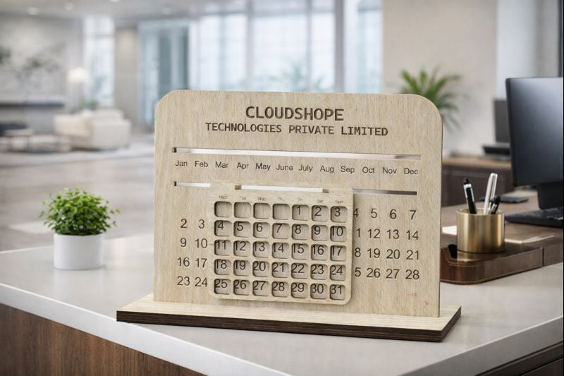 Elegant Wooden Desk Calendar