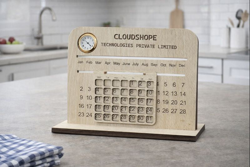 Elegant Wooden Desk Calendar