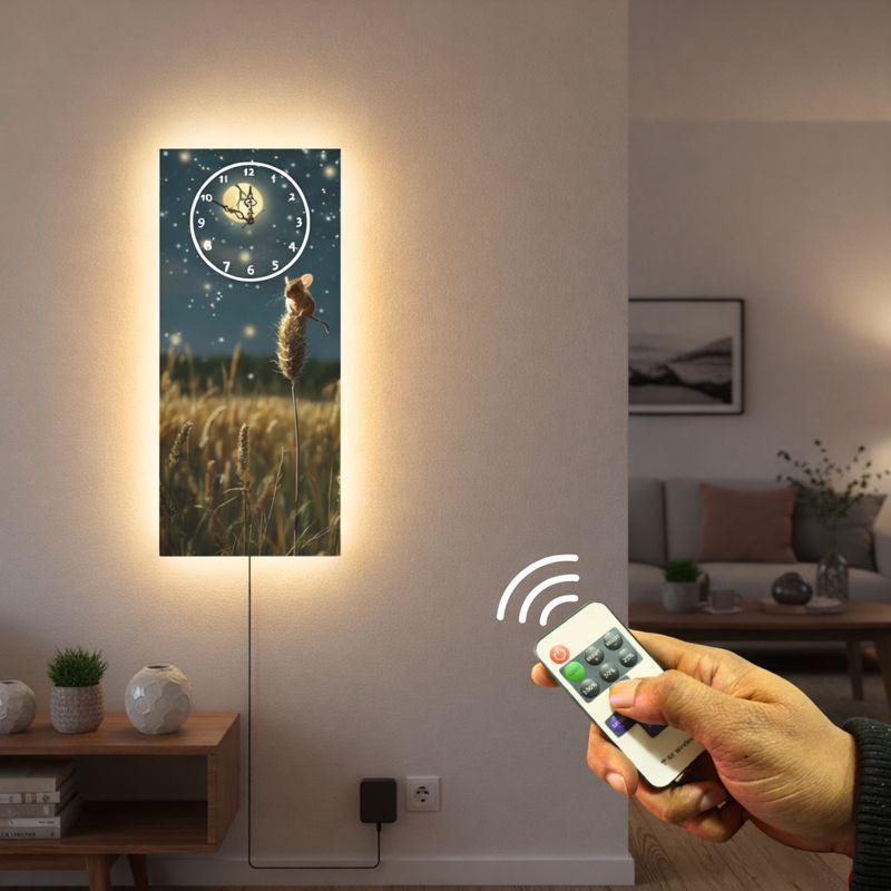 Harvest Mouse Moonlight Wall Clock With Light