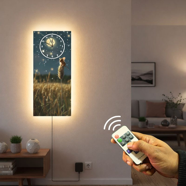 Harvest Mouse Moonlight Wall Clock With Light