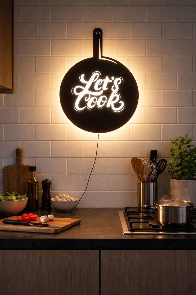 Pan-shaped Kitchen Backlit Wall Art for Chefs/Cooking Enthusiasts