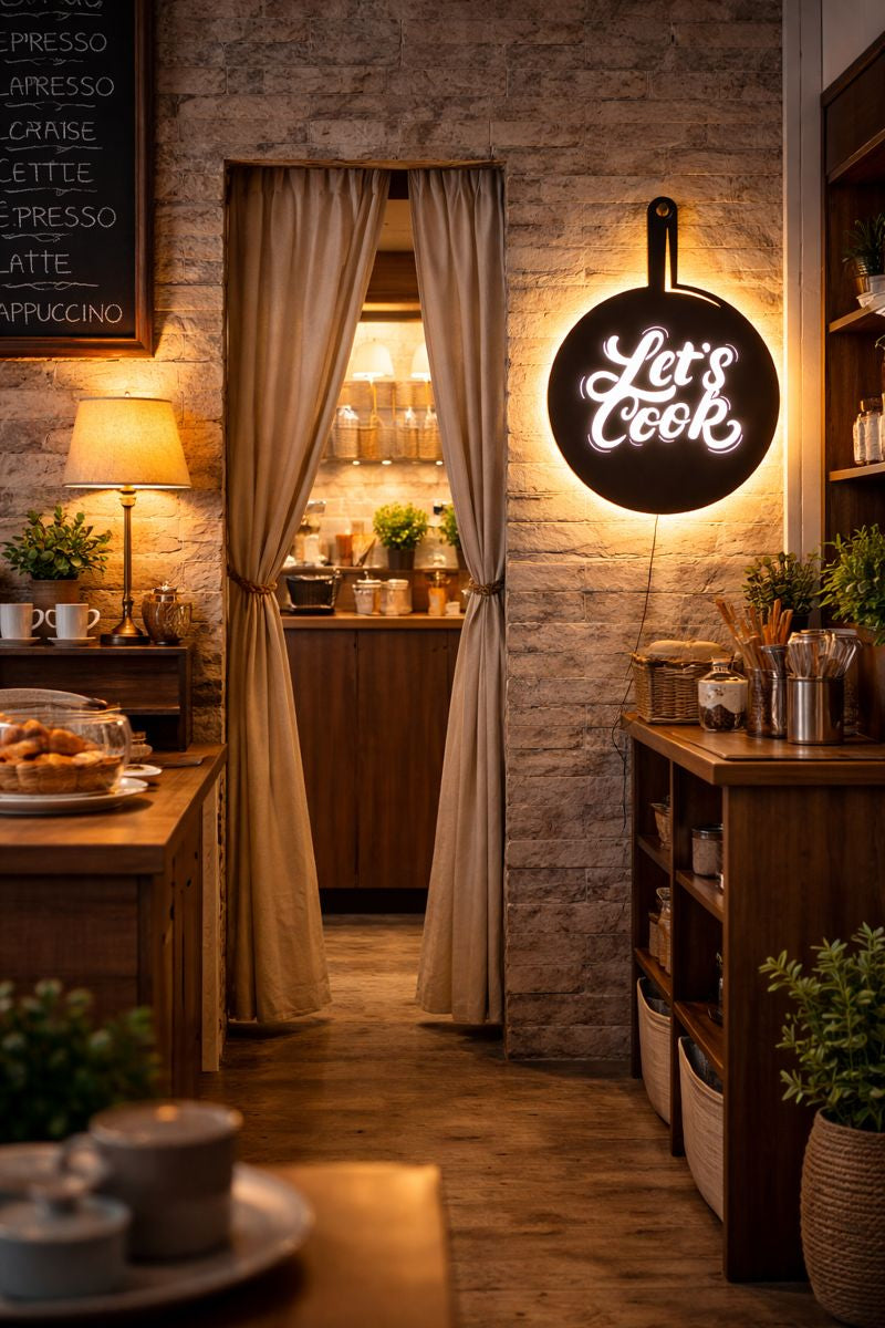 Pan-shaped Kitchen Backlit Wall Art for Chefs/Cooking Enthusiasts