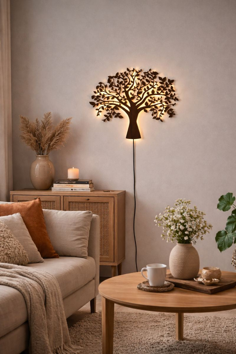 Glowing Tree Backlit wall Art / Night Light with Remote