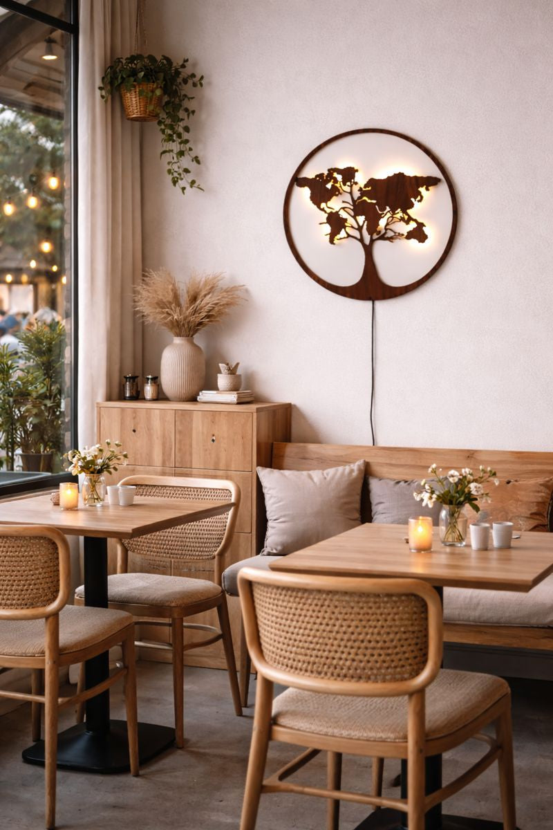 The World Map Tree Backlit Wall Art/ Night Light with Remote