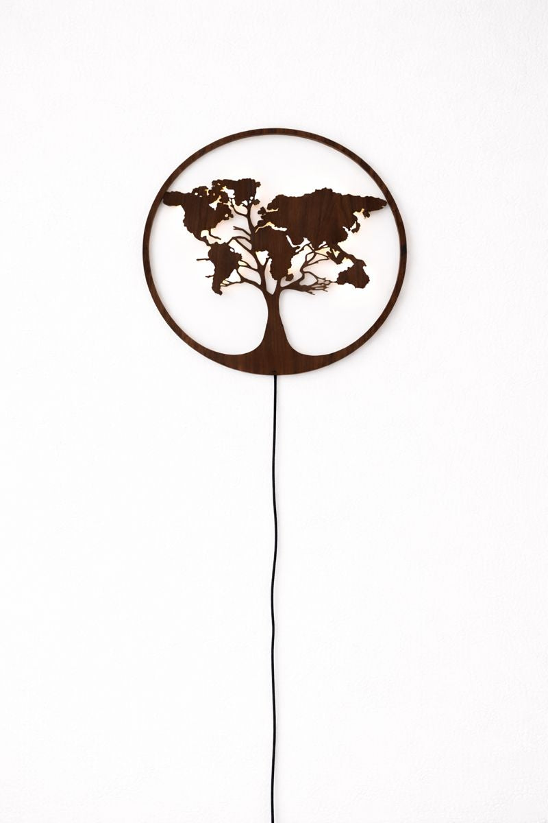 The World Map Tree Backlit Wall Art/ Night Light with Remote