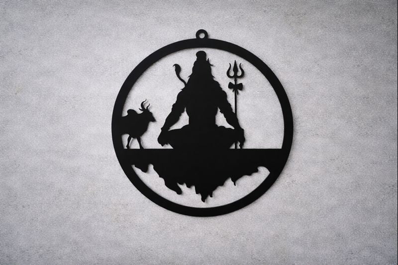 Shiv Ji Black Cutout Photo Frame With Light and Remote