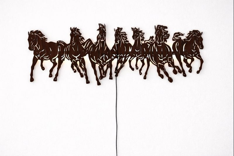 7 Horses Backlit Wooden Wall Decor with Remote
