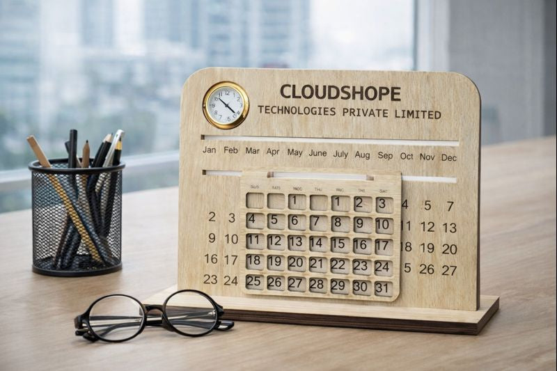 Elegant Wooden Desk Calendar