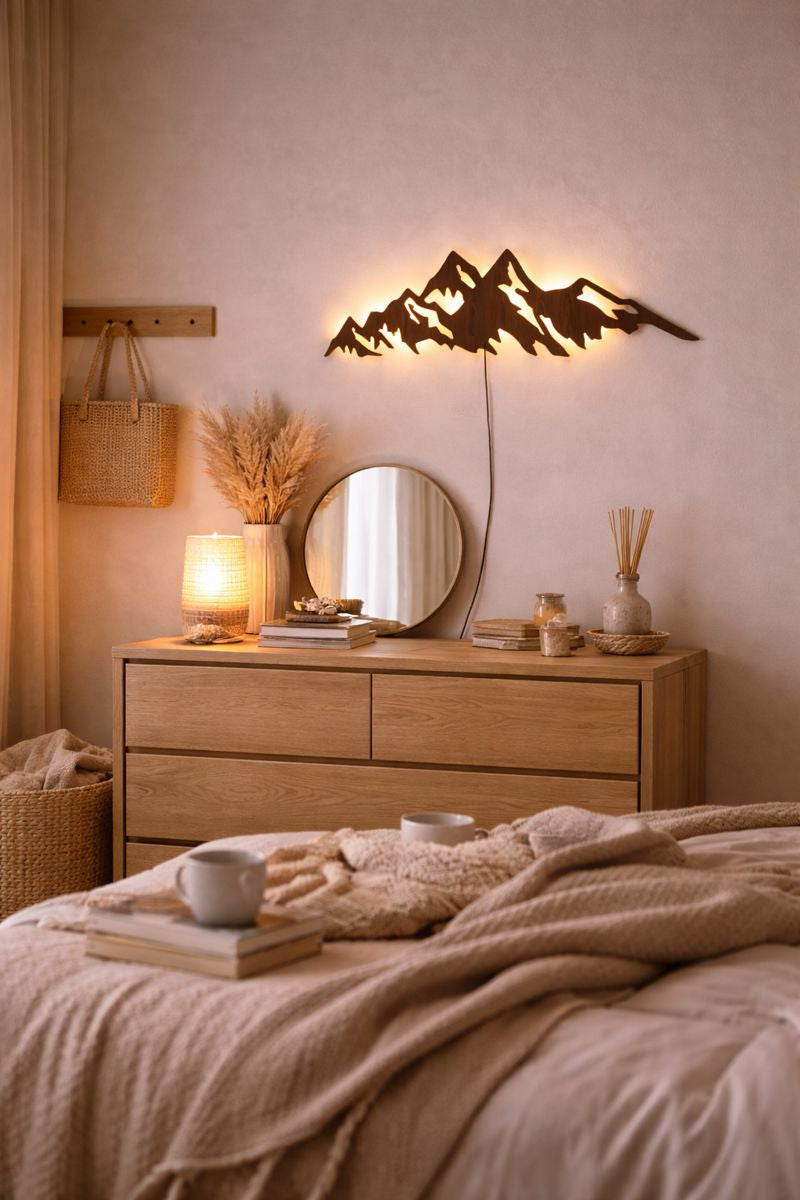 Himalayan Mountain Backlit Wall Art / Night Light with Remote